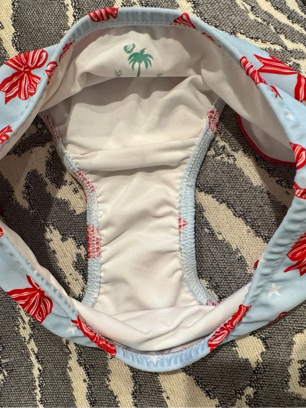 EUC Shrimp & Grits size Small red white blue patriotic toddler bikini 2-piece